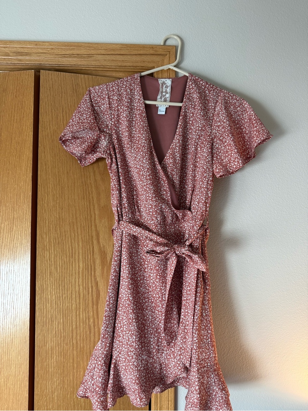 Floral Wrap Dress in Dusty Rose